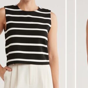 Rag&Bone Colette Striped Black & White Sleeveless Crop Top